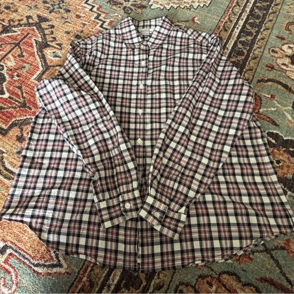 Vintage Evan Picone Black and White Plaid Shirt